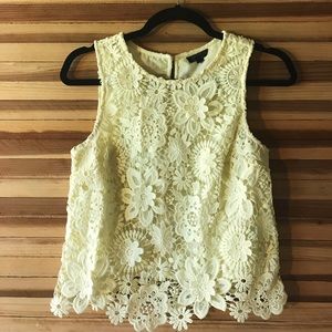 light yellow floral lace top
